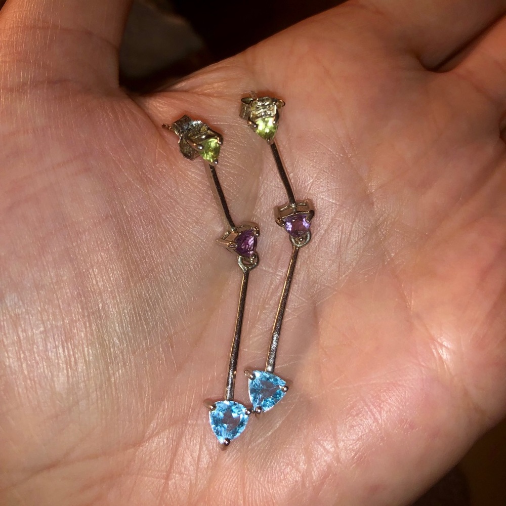STERLING SILVER and 3 stone earrings!